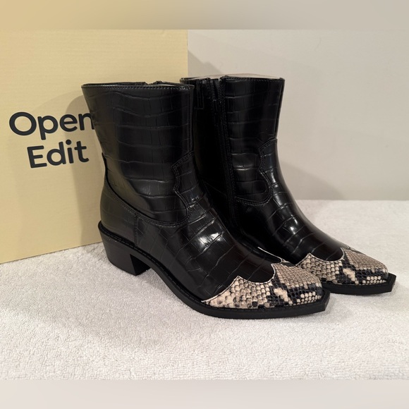 Open Edit Kiara Western women black Bootie/size 6.5 - Picture 1 of 9